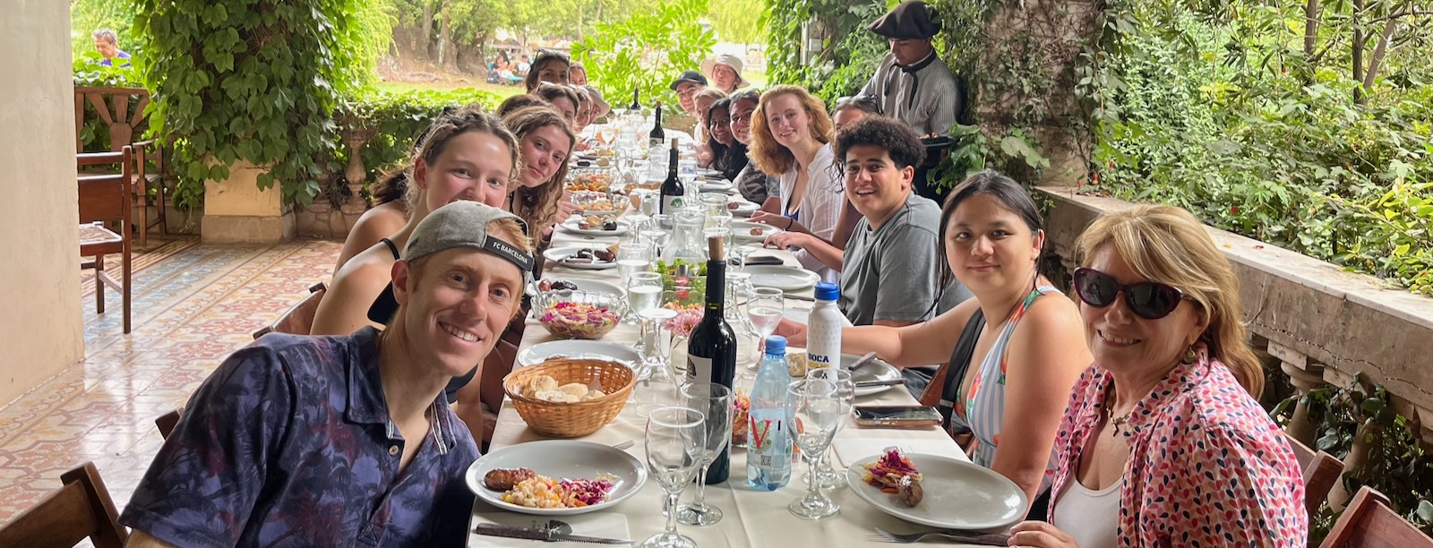 Faculty-led Spanish students enjoying an asado meal